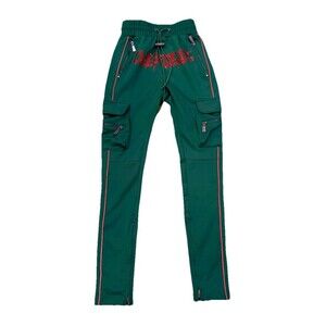 Guapi Men's Green Joggers Size 28 Crystal Overseaz Drip Track Pants Limited